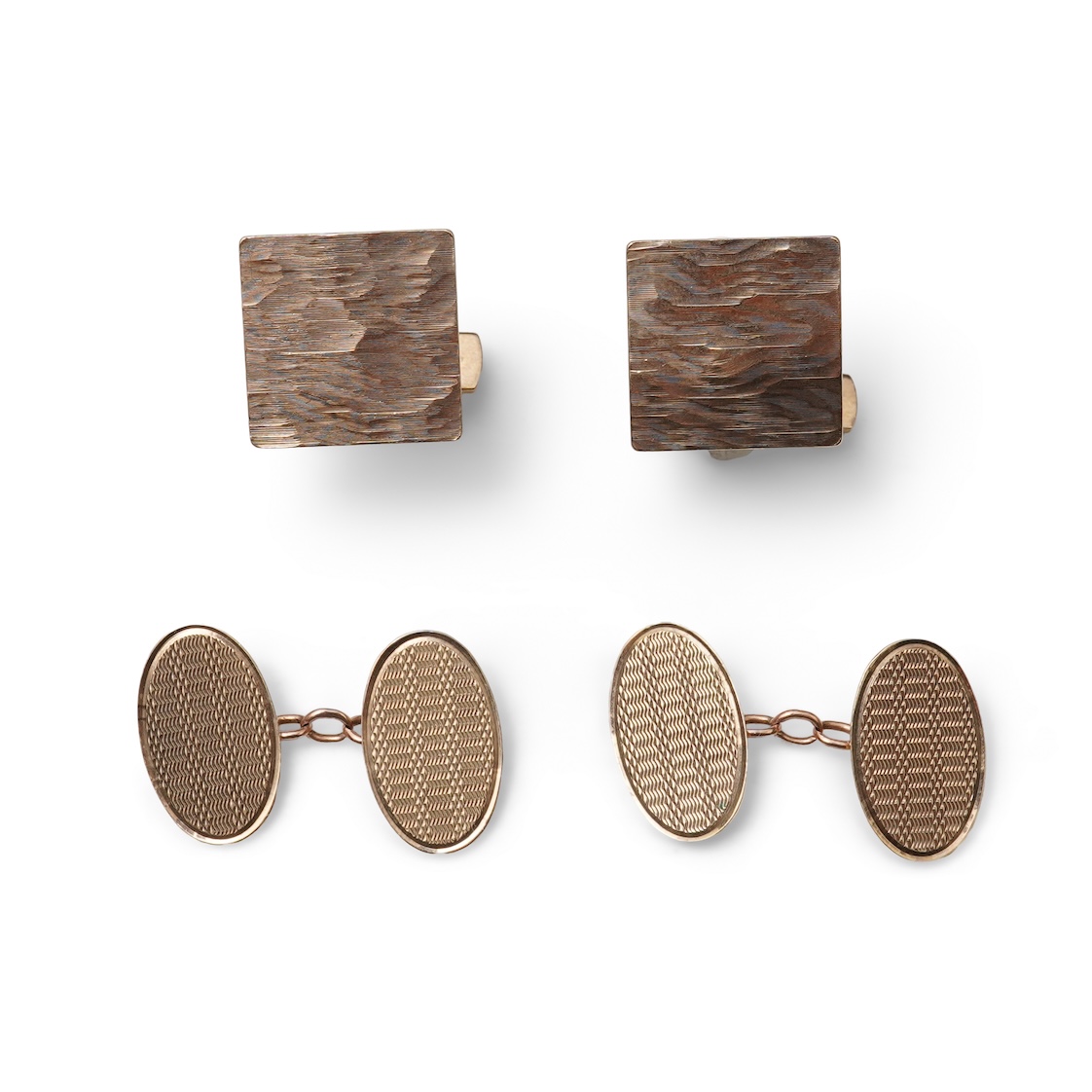 Two pairs of gold cufflinks